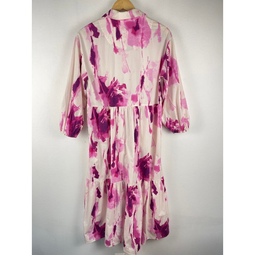 Anthropologie Maeve Bettina Dress Tiered Shirt Buttondown Watercolor Pink Small - Picture 5 of 13